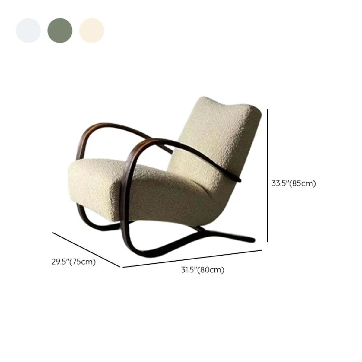 Off-White Sherpa Fill Wood Arm Chair