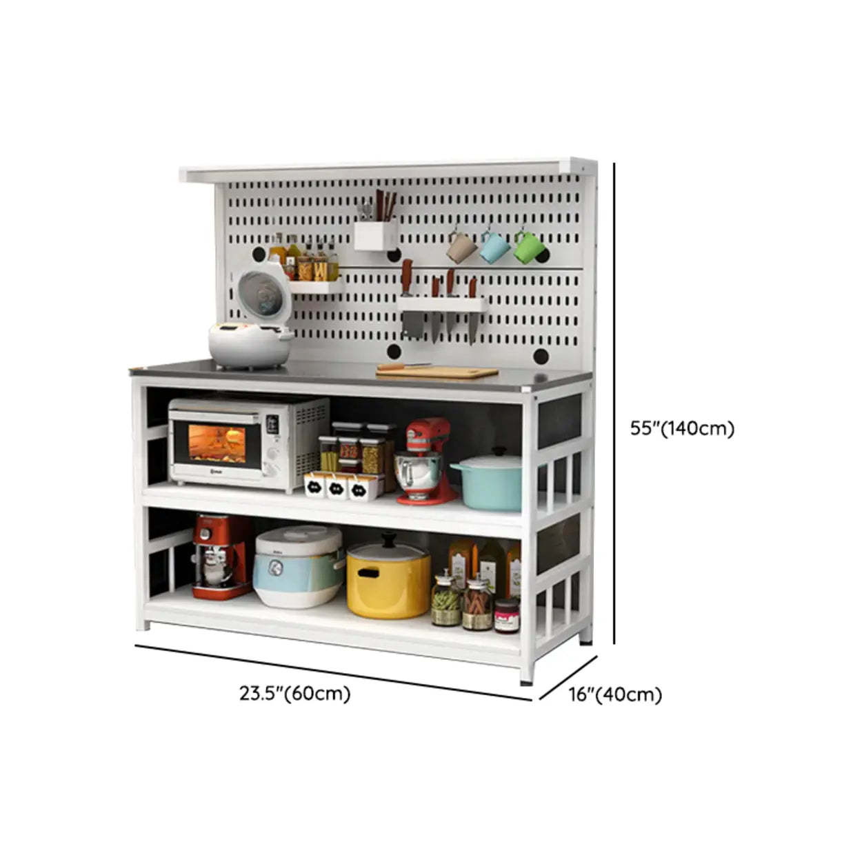 White Stainless Steel Kitchen Counter China Cabinet — 1