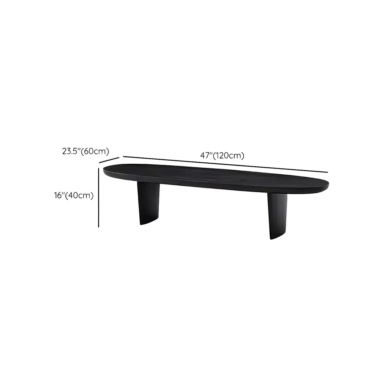 Black Wood Oval Double-Pedestal Coffee Table