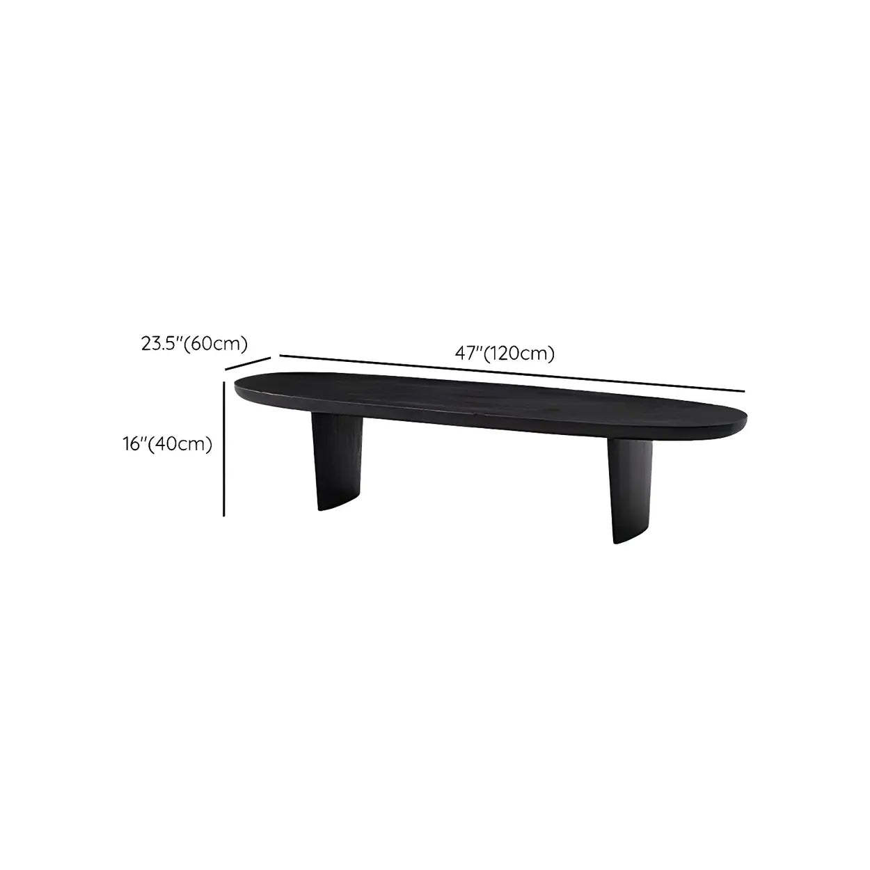 Black Wood Oval Double-Pedestal Coffee Table