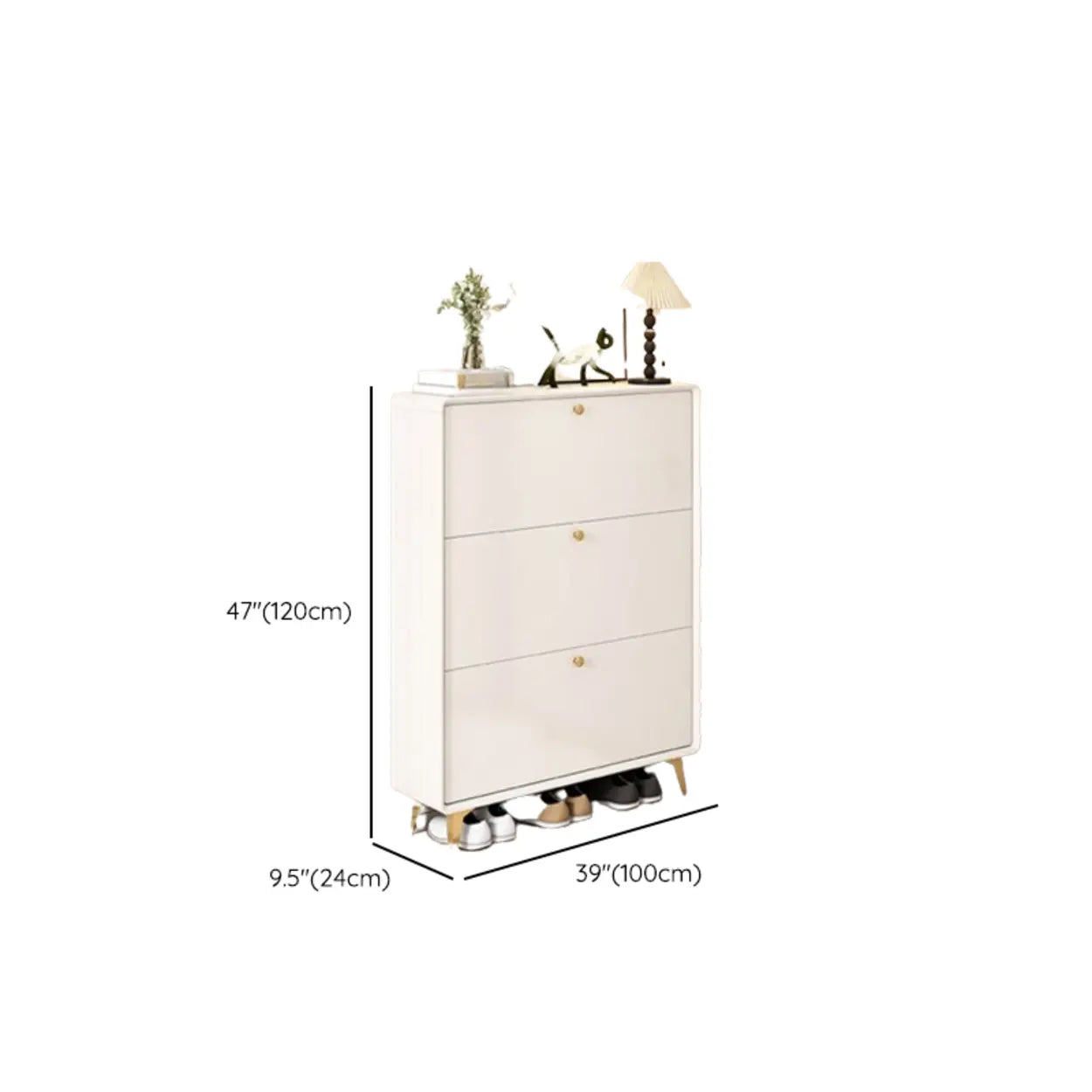 Modern Tall White Wood Hallway Shoe Cabinet