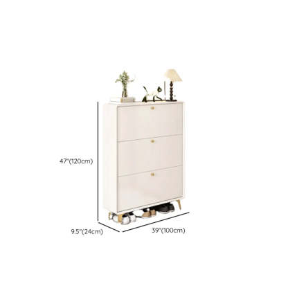 Modern Tall White Wood Hallway Shoe Cabinet