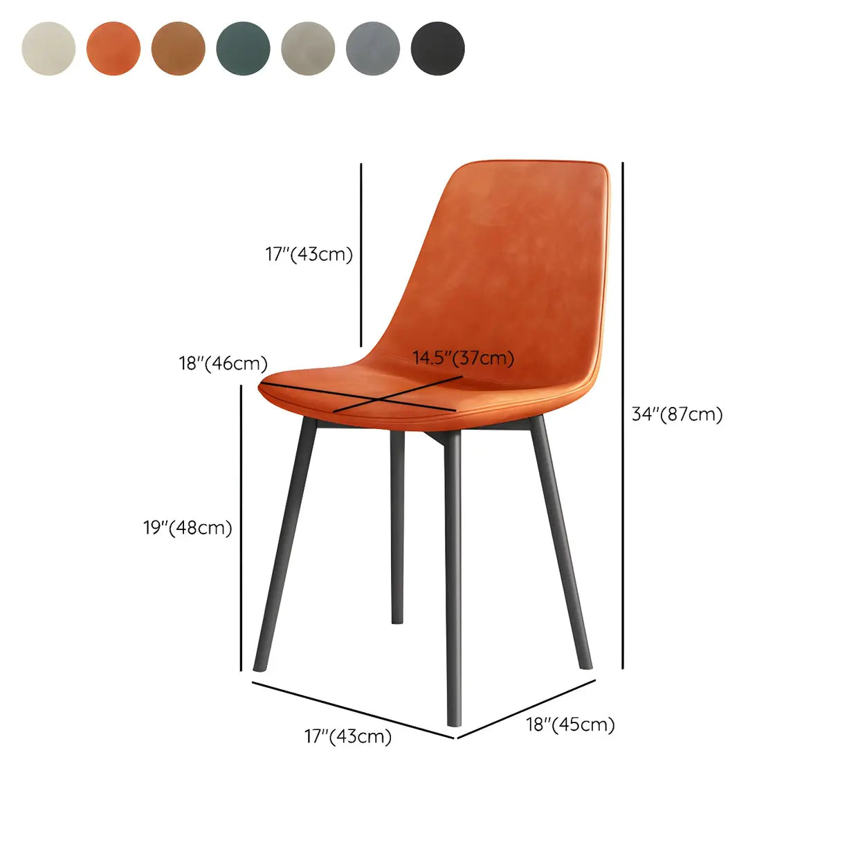 Modern Solid Back PU Leather Dining Chair