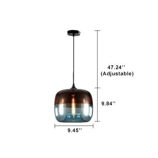 Retro Colorful Glass Drum Pendant Light