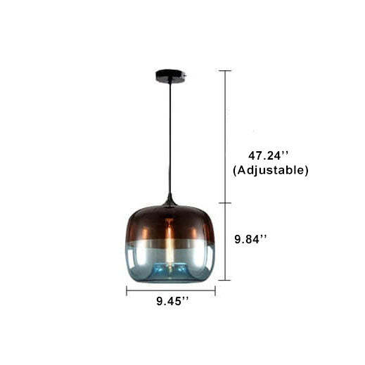 Retro Colorful Glass Drum Pendant Light