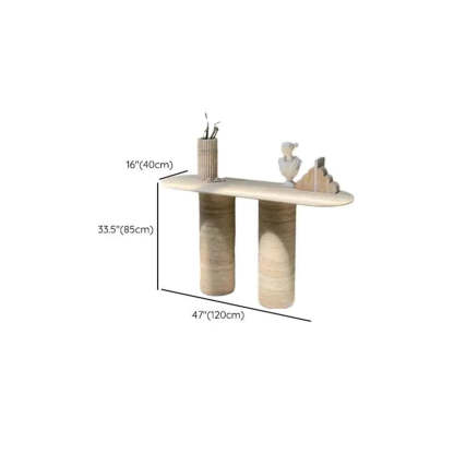 Modern Oval Stone Entryway Console Table