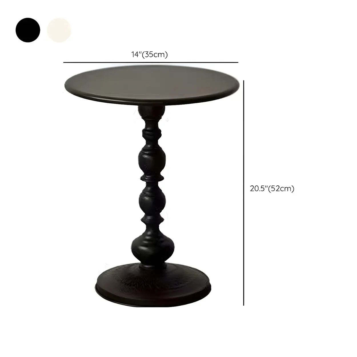 Round Black Metal Pedestal Chairside Table
