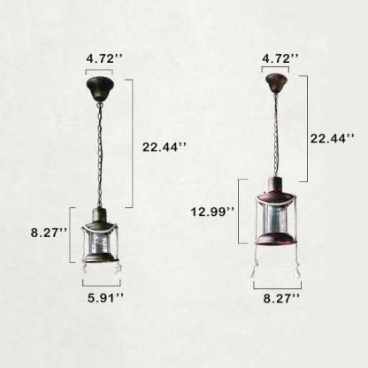 Vintage Hemp Rope Lantern Oil Lamp Iron Pendant