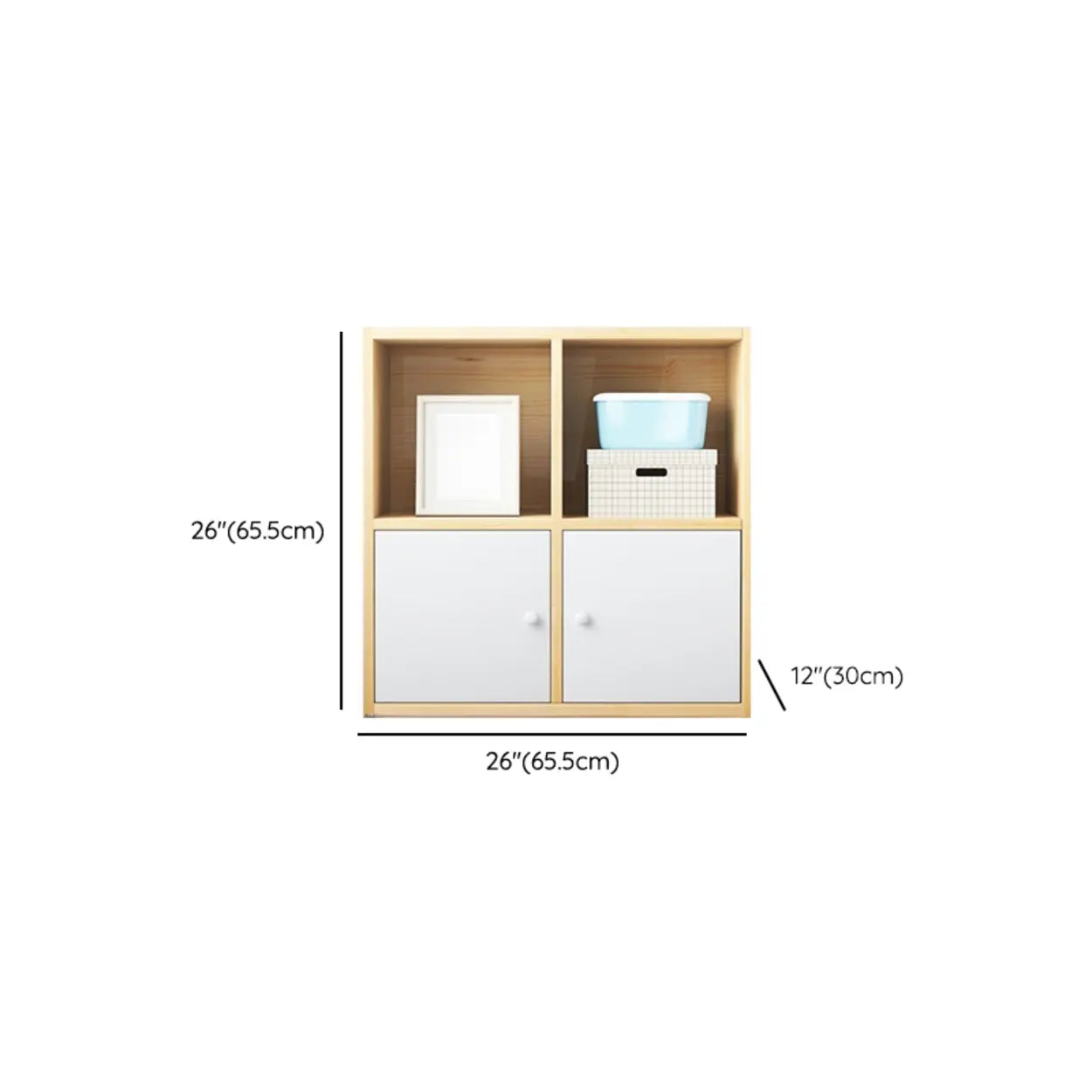 Simple Closed-Back Cube Wood Wide Bookcase