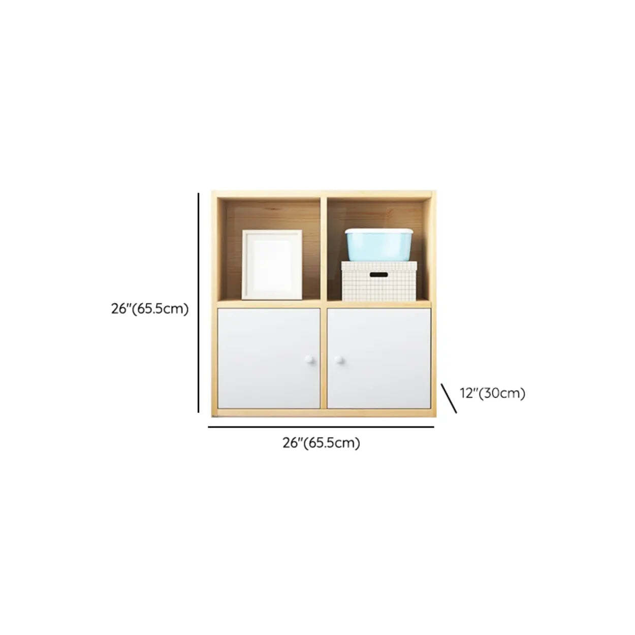 Simple Closed-Back Cube Wood Wide Bookcase