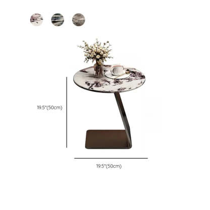 Modern Marble-Top C Side Table with Metal Base