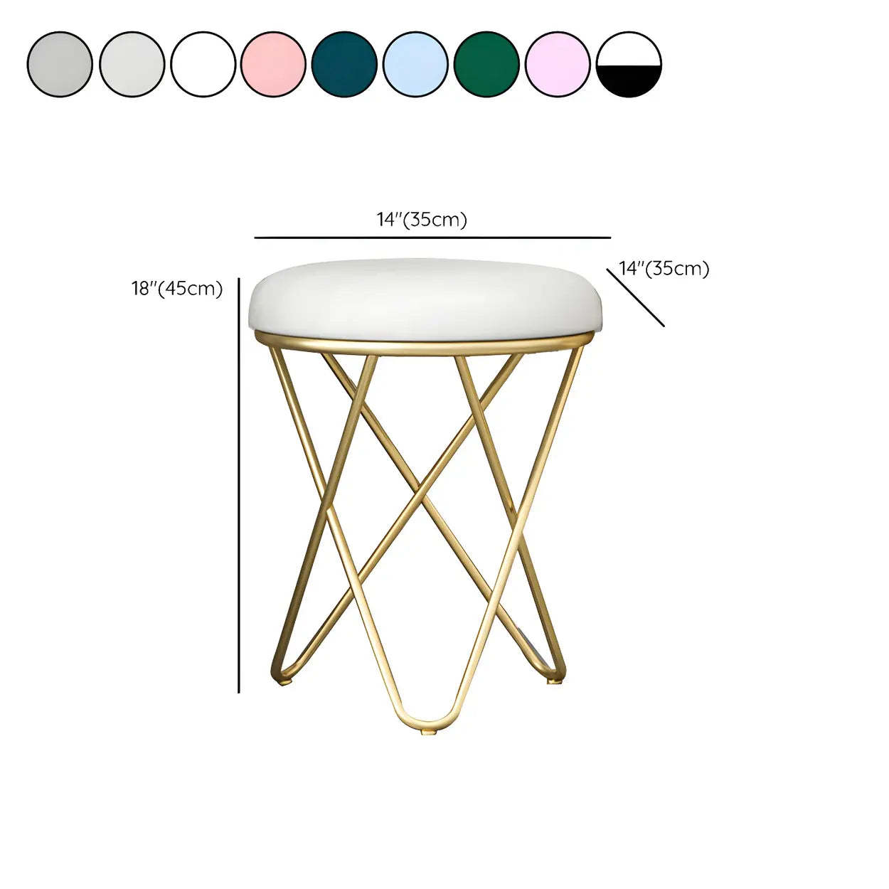 Houndstooth Round Metal Pedestal Vanity Stool