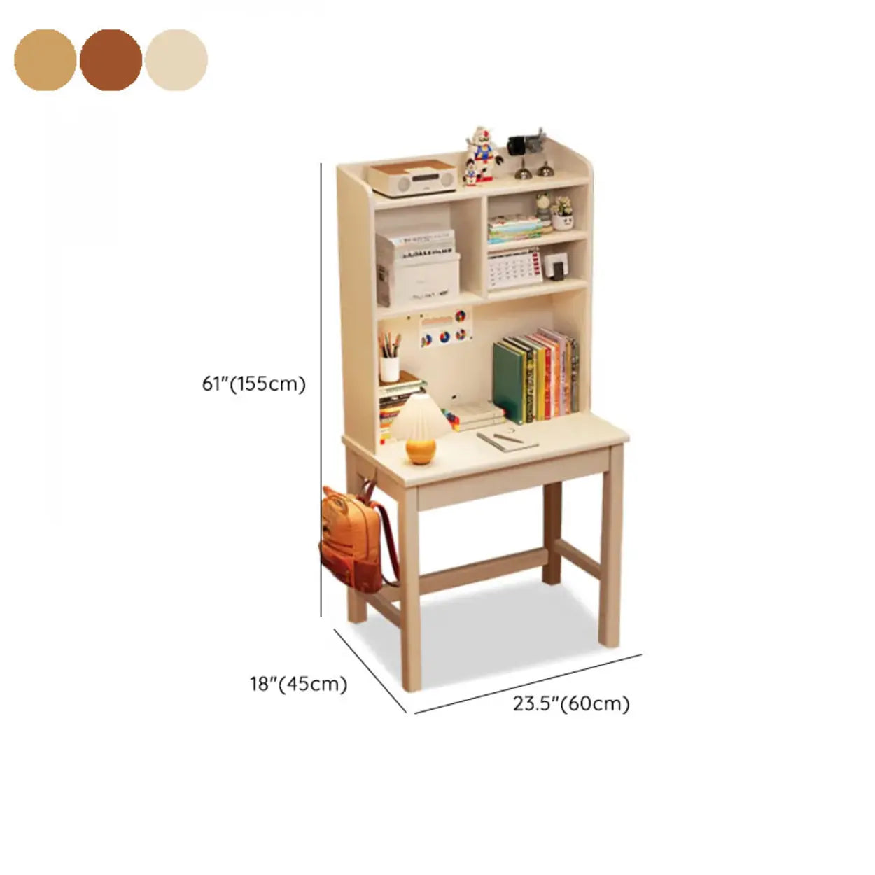 White Wood Hutch Shelf Drawer Kids Desk
