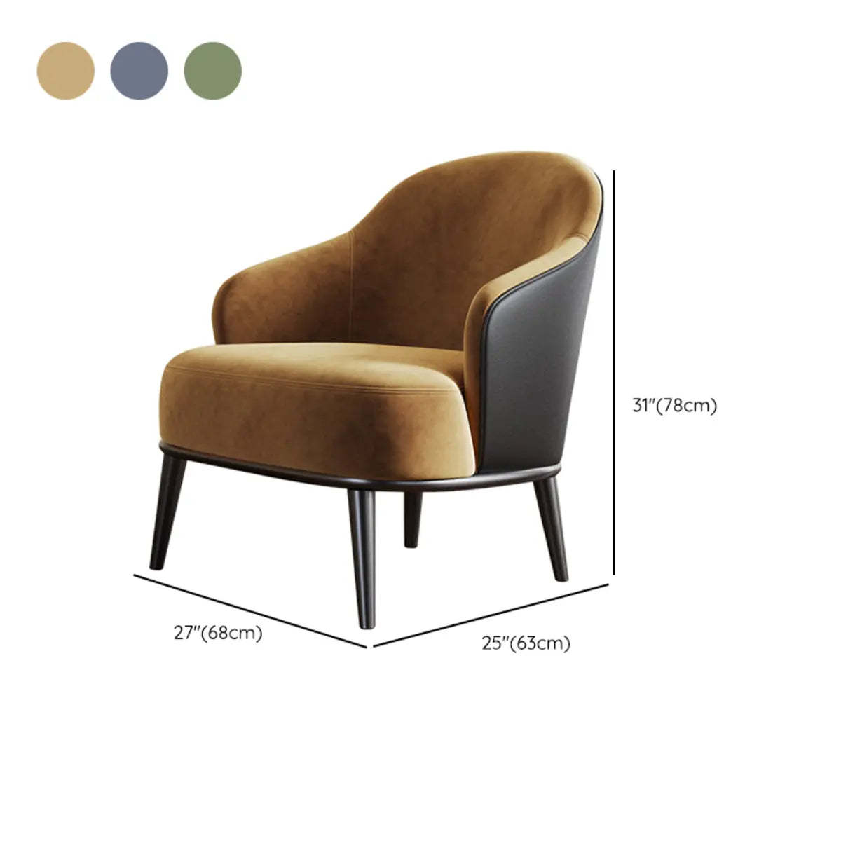 Green Flannel Accent Chair with Arms