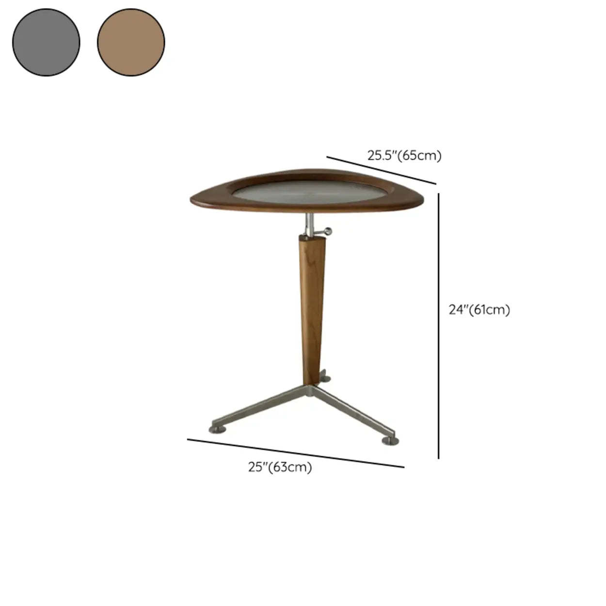 Modern Adjustable Brown Triangular Wood Side Table