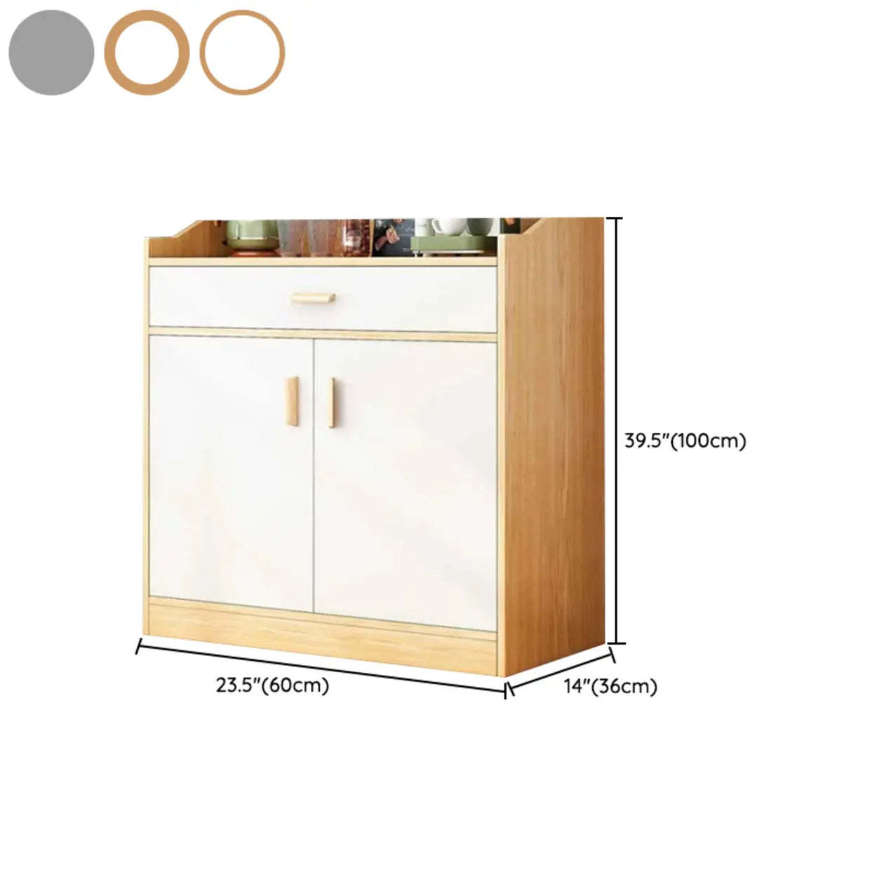 Natural Wood White Cabinet Shelf Open Sideboard