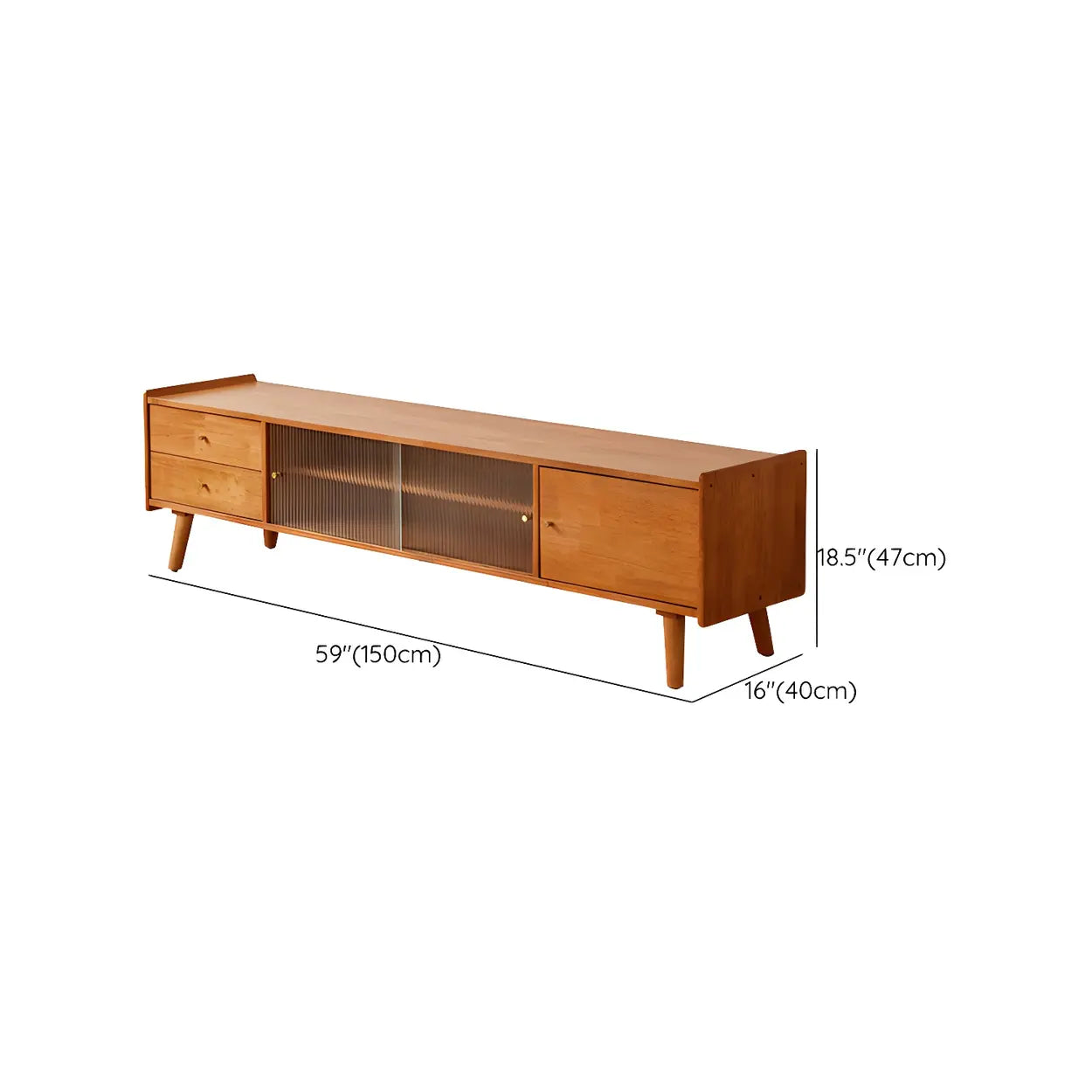 Nut-Brown Wood TV Stand with Drawers and Legs — Nut-Brown