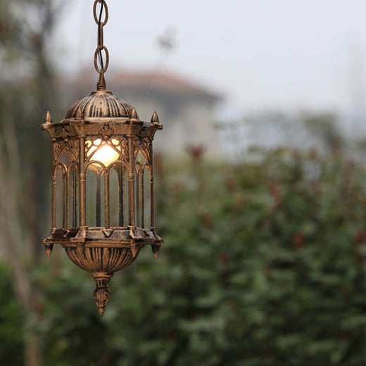 Vintage Hexagonal Column Palace Aluminum Pendant — Bronze / 110V-120V For US/CA