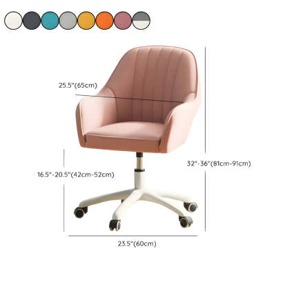 Contemporary Yellow Leather Swivel Office Chair with Wheels