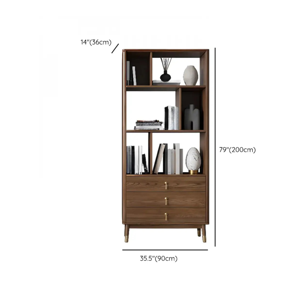 Rustic Brown Walnut Ladder Display Bookcase