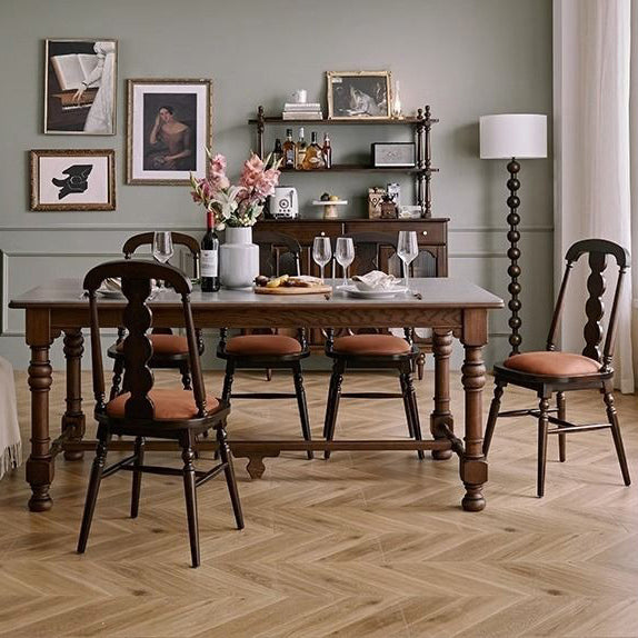 French Flannelette Solid Wood Armless Dining Chair
