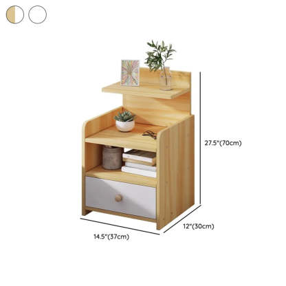 Warm White Square Wood 2-Shelf Open Nightstand