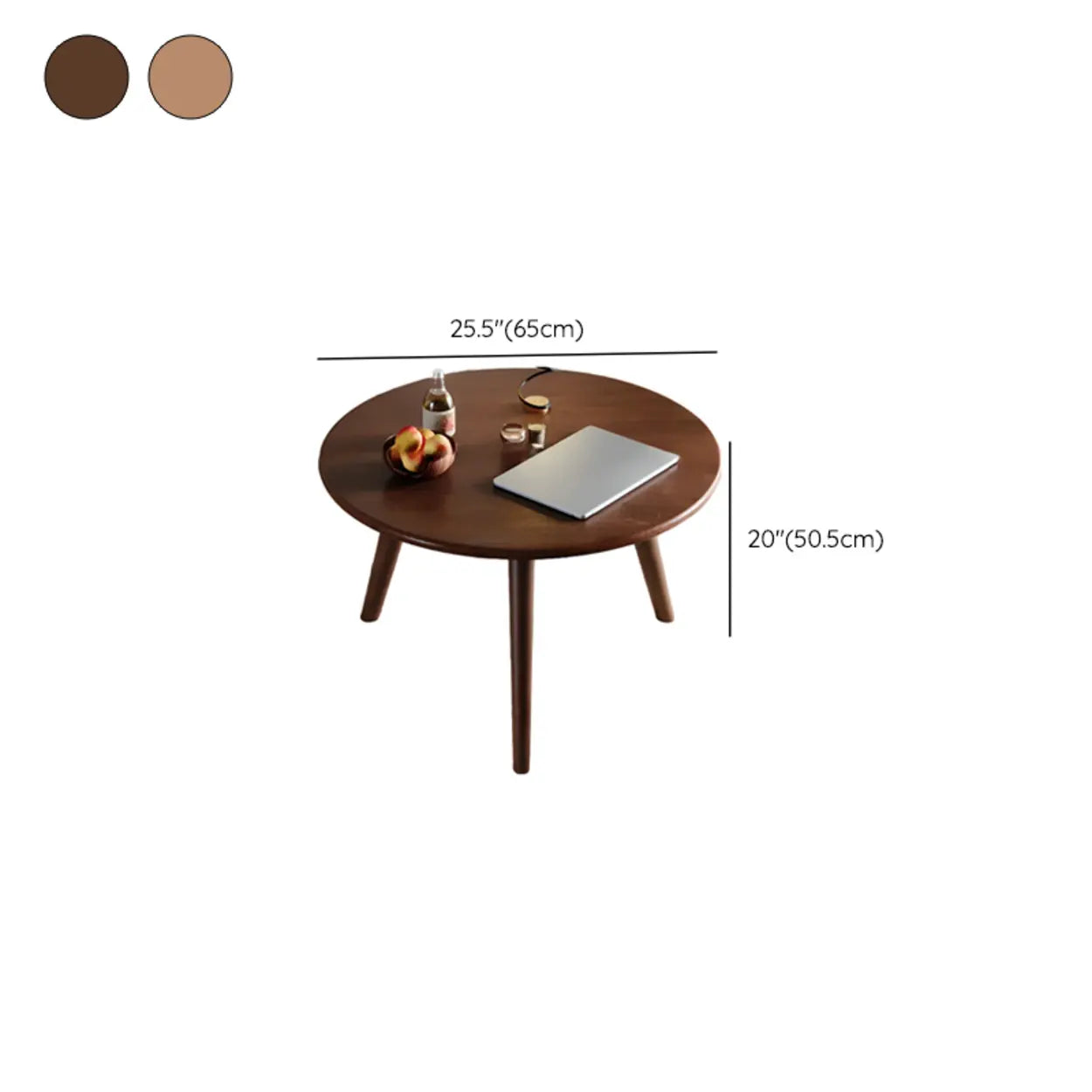 Minimalist Small Round Wood Three-Leg Coffee Table