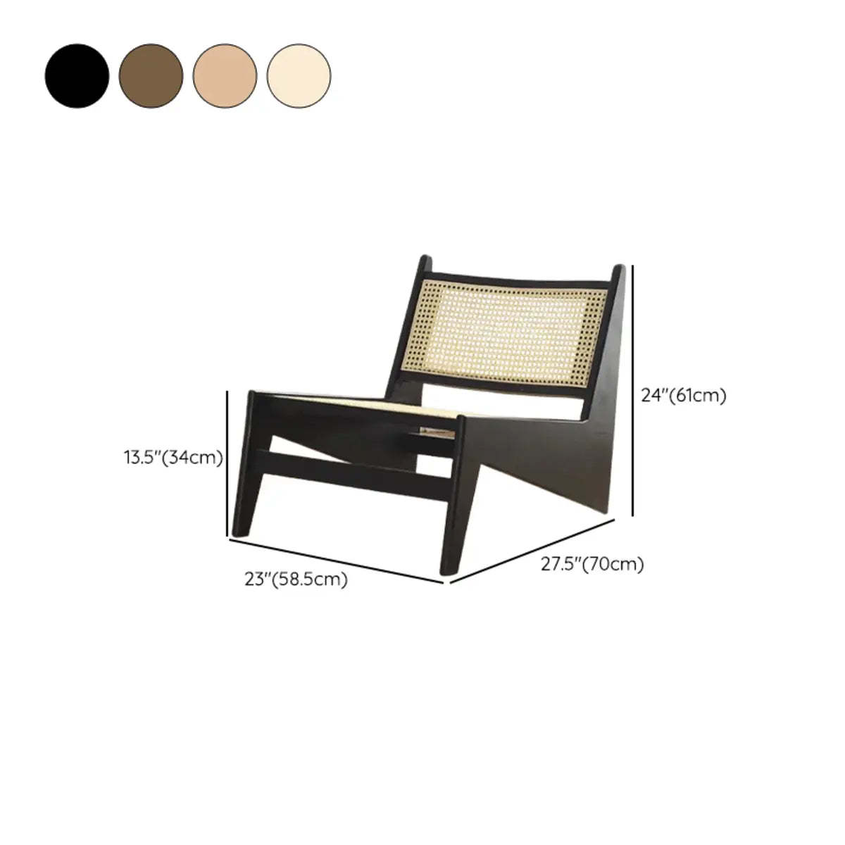 Black Woven-Back Wood Frame Armless Lounge Chair