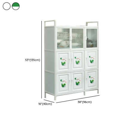 White Steel Rectangular Kitchen China Cabinet