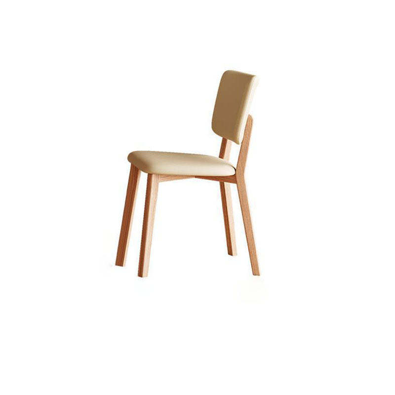 Minimalist Square Wood Leather Armless Chair