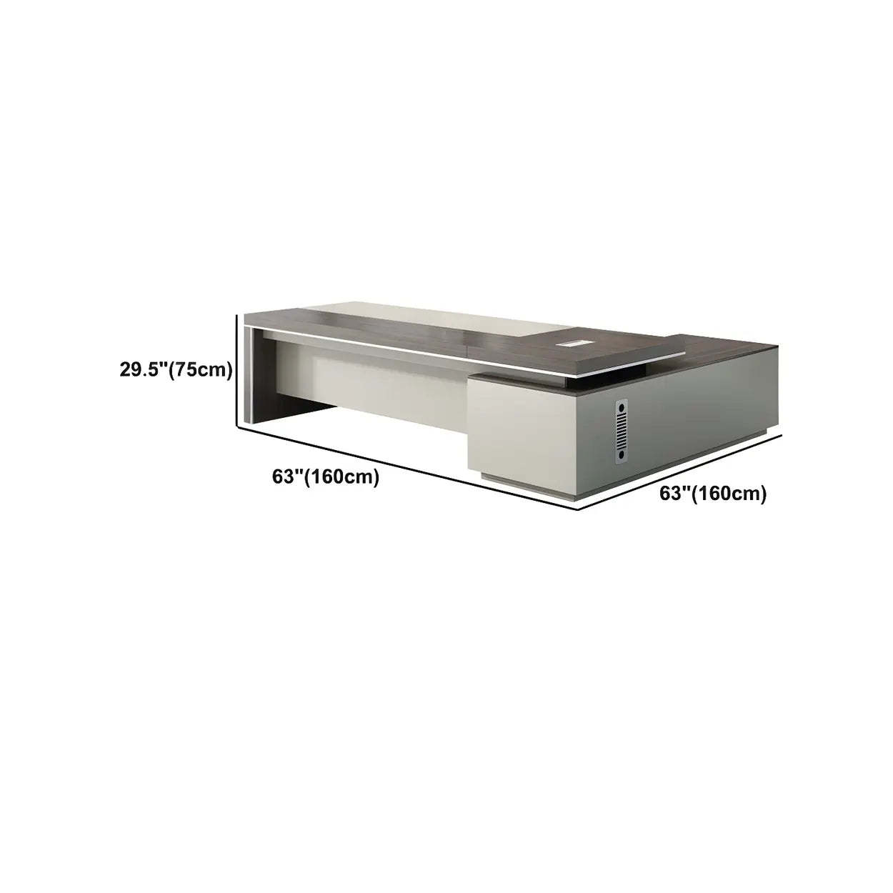 Gray Manufactured Wood Pedestal L-Shape Executive Desk