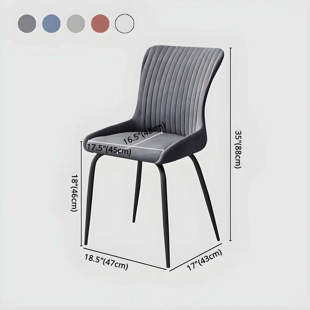 Industrial Upholstered Dining Chair with Metal Legs