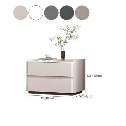 Simple Curved Cream Wood Faux Leather Nightstand — Cream / Solid Wood Frame