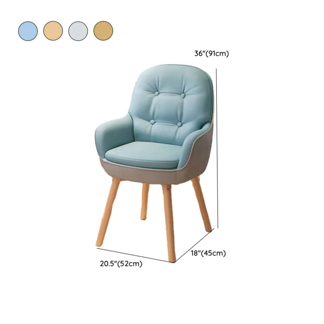 Contemporary Ivory Wood Frame Ergonomic Leather Office Chair — Off-White / Sponge / Anti Cat Scratch Leather