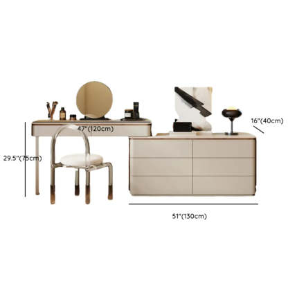Modern Rectangular Polymer Gray Mirror Makeup Vanity
