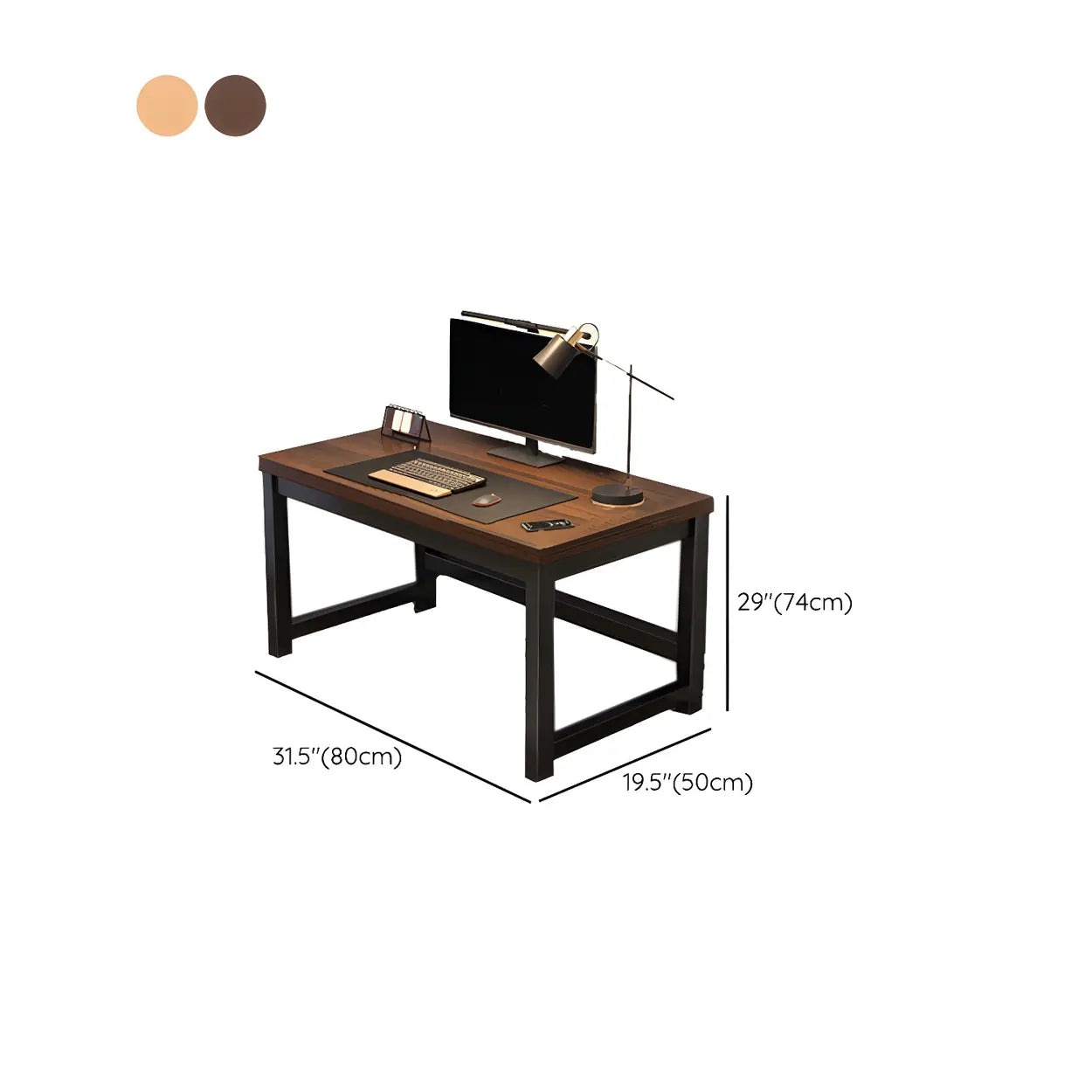 Industrial Brown Manufactured Wood H-Shape Gaming Desk #size
