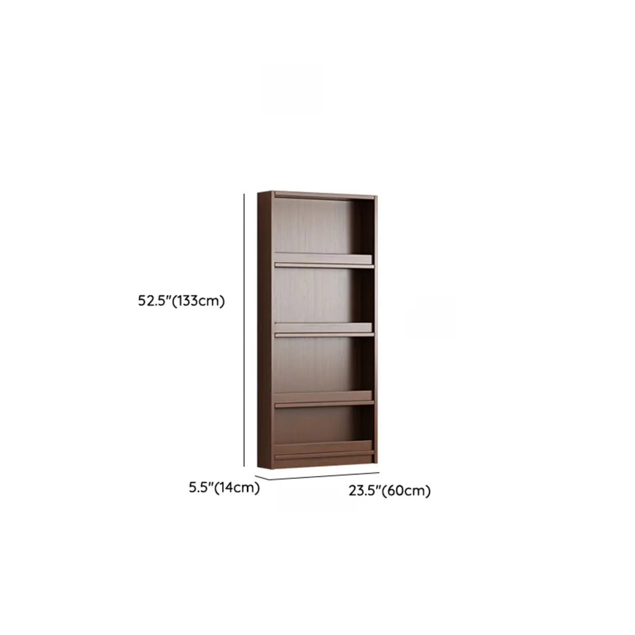 Mid-Century Ultra-Slim Brown Wood Bookshelf