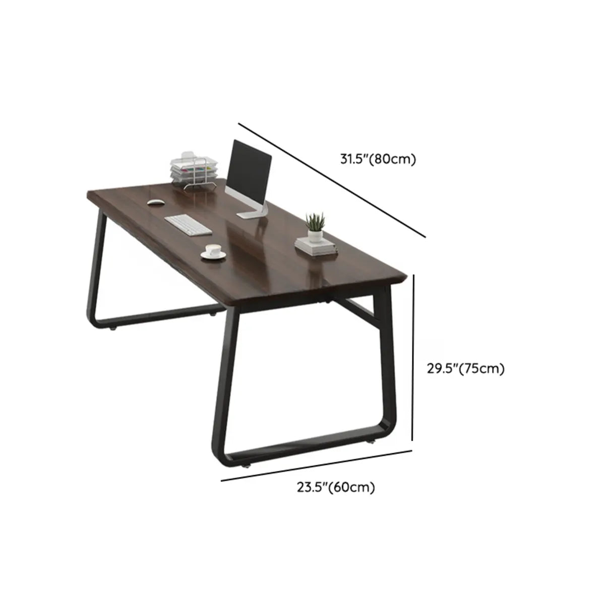 Brown Wood Metal Sledge Writing Desk