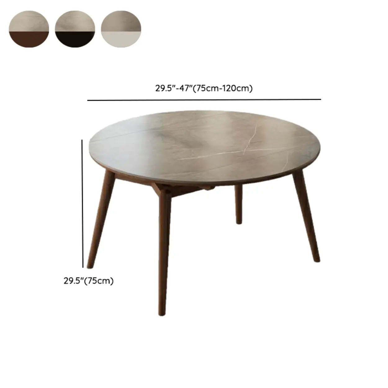 Modern Oval Stone-Top Extendable Wooden-Leg Dining Table