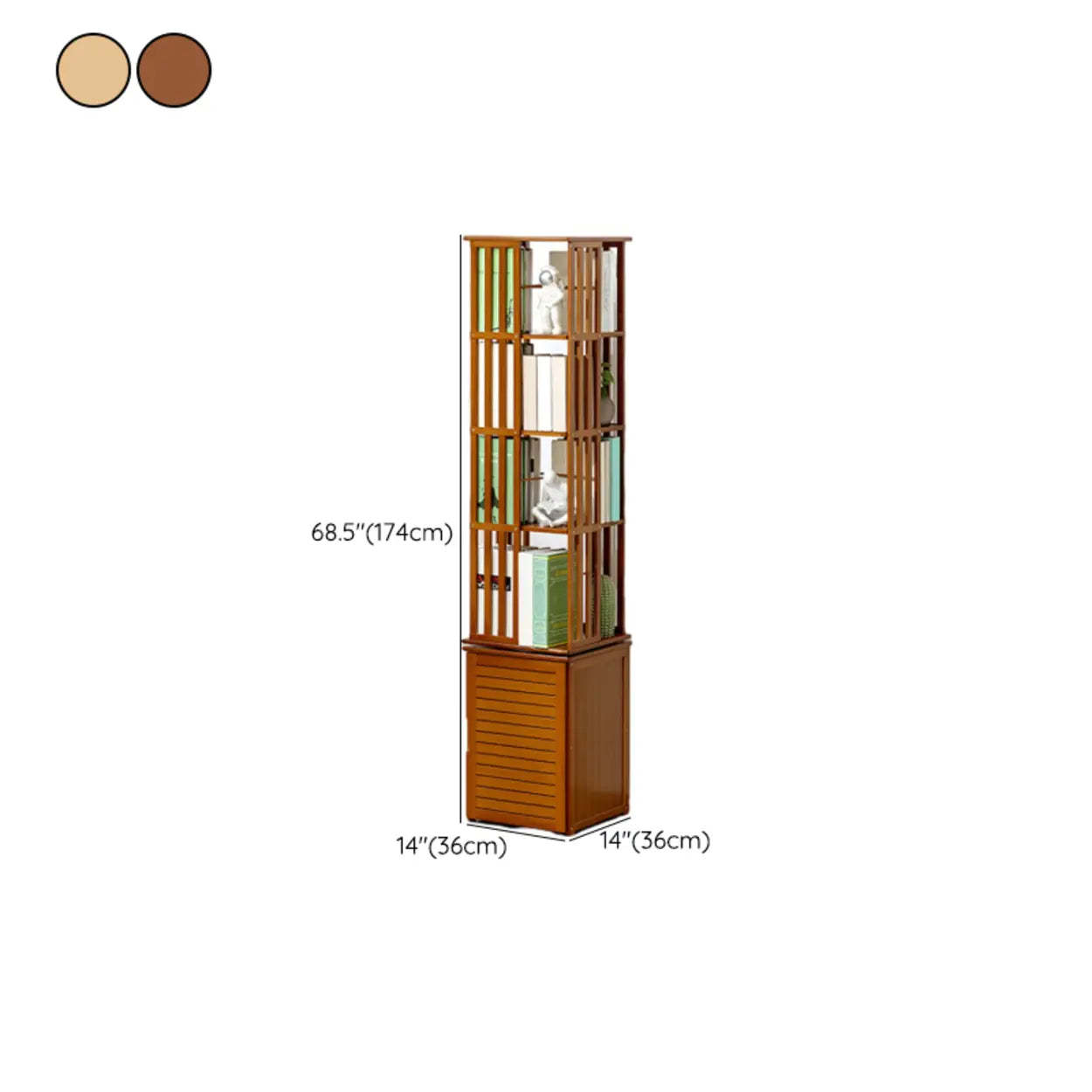 Stylish Brown Square Wooden Narrow Bookcase