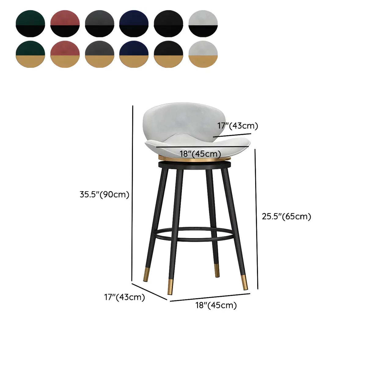 Iron Frame Curved Fabric Bucket Bar Stool