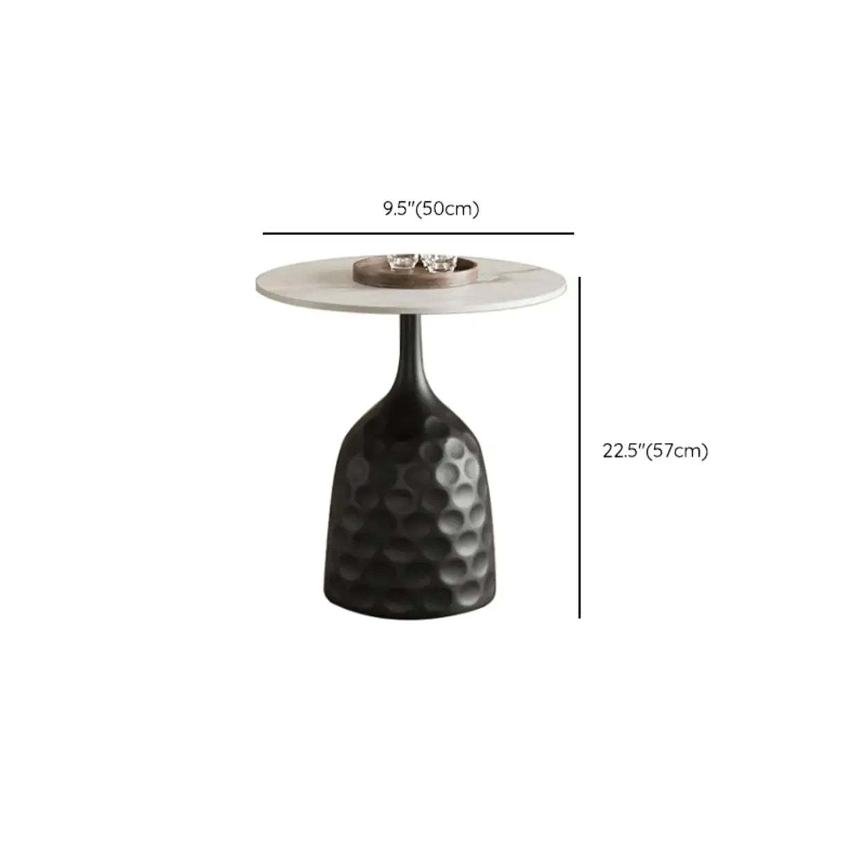 White Stone Round Metal Base Nesting Coffee Tables
