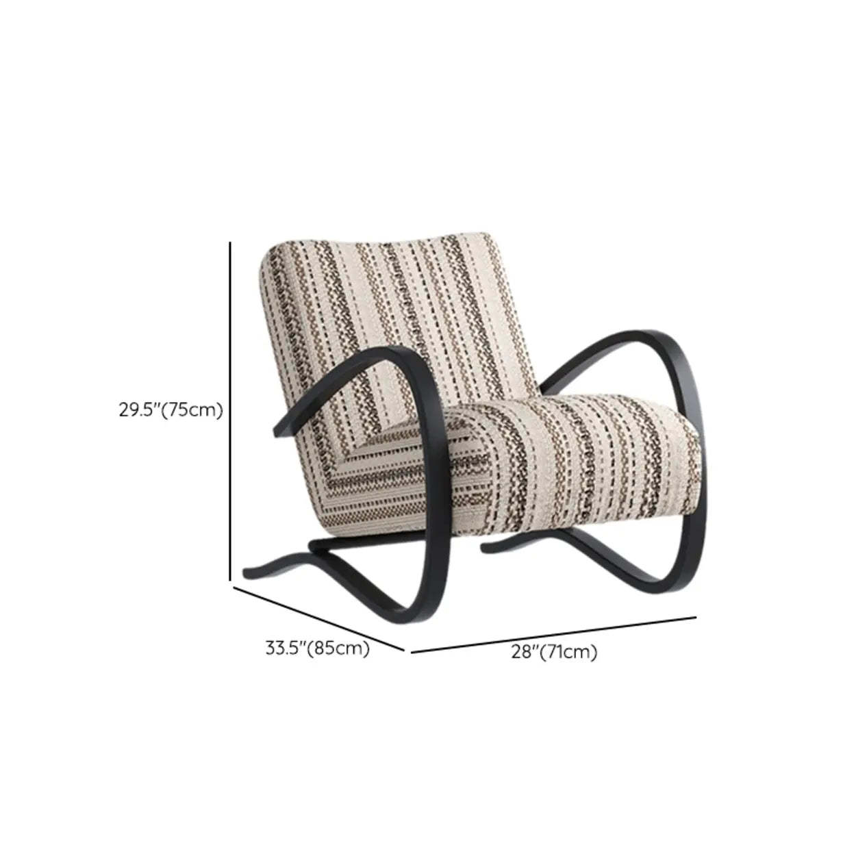 Modern Striped Reclining Lounge Chair with Curved Arms
