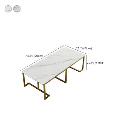 White Stone Gold Metal-Base Conference Table for 10 — White / Without Chairs