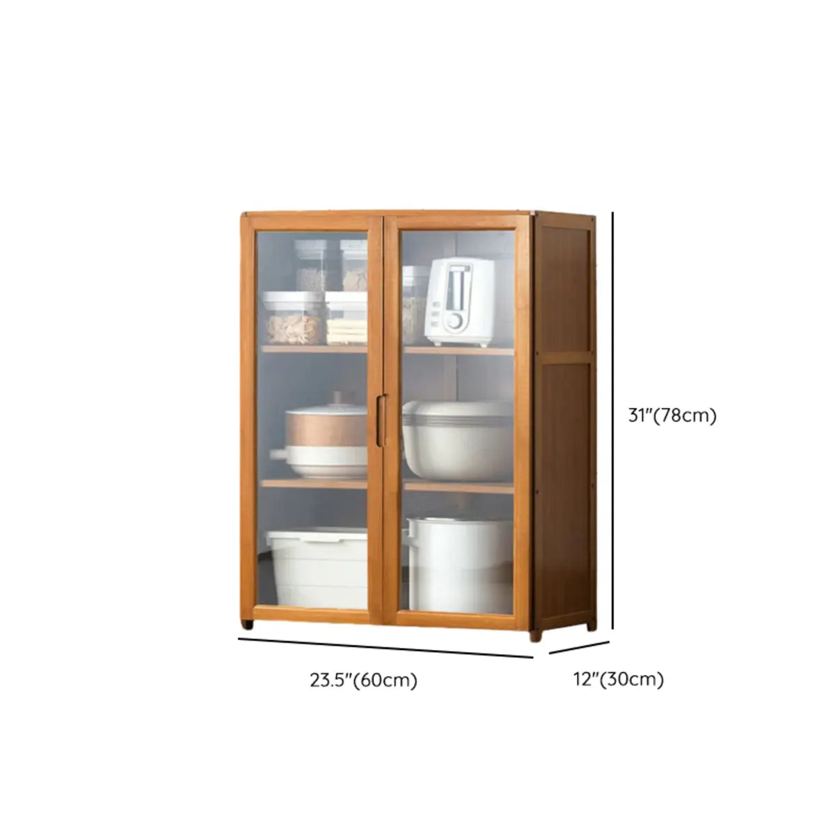 Brown Bamboo 7-Shelf Tall Kitchen China Cabinet