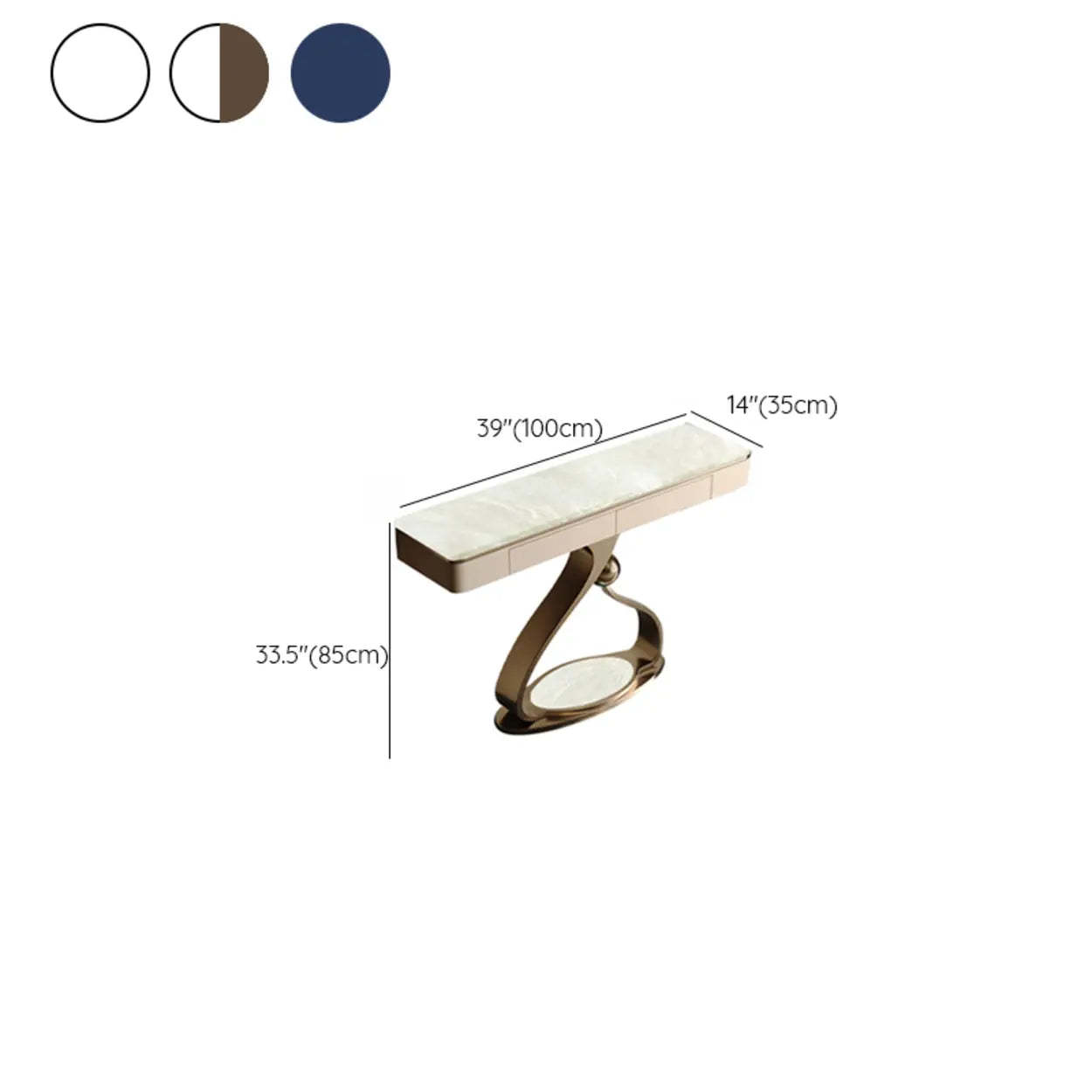 Curved Stone Console Table with Storage