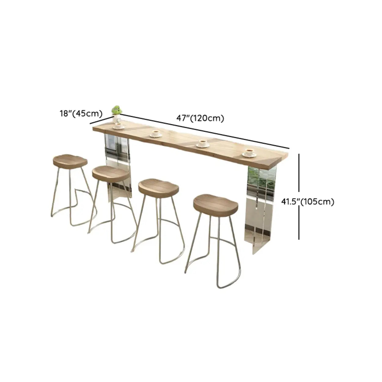 Minimalist Clear Acrylic Pedestal Wood Bar Table — Table Only