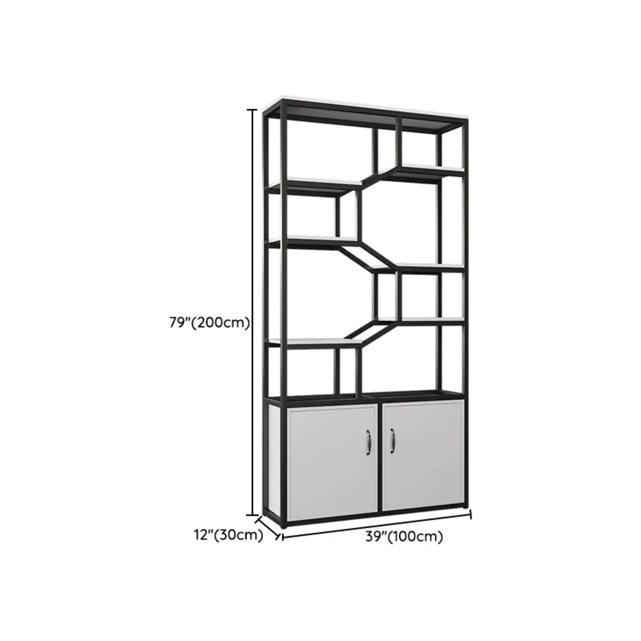 Elegant Geometric Black Metal Display Cabinet