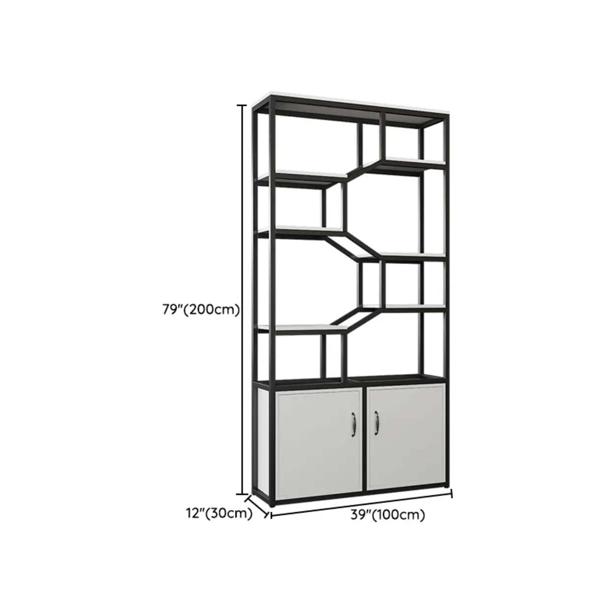 Elegant Geometric Black Metal Display Cabinet