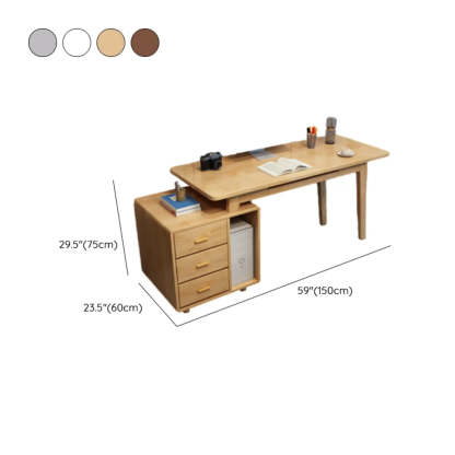 Ergonomic Rubberwood Butcher Block Computer Desk with Drawer
